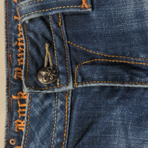 Rock Revival Women's Chrissie Boot Cut Jeans Size 30 Flap Button Pockets Faded - Picture 5 of 10